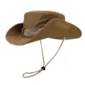 Chapeau de soleil de randonnée en plein air à large bord avec mentonnière réglable. - Taille unique / Khaki Foncé