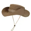 Chapeau de soleil de randonnée kaki avec large bord et mentonnière coupe-vent réglable. - Taille unique / Khaki