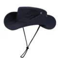 Chapeau de soleil randonnee homme femme large bord peche safari bleu marine avec corde - Taille unique / Bleu marine
