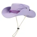 Chapeau de soleil violet avec large bord, œillets respirants et cordon réglable pour la randonnée. - Taille unique / Mauve Clair