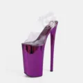 High platform stiletto heels clear PVC pole dancing sandals fashion show party shoes - Purple