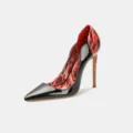 Donne 12cm vernice pelle punta spillo tacchi a spillo sexy festa sera scarpe eleganti - 35 / Rosso