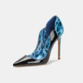 Donna 12cm Pelle Verniciata Tacchi Alti Stiletto Punta A Spilla Festa Scarpe - 35 / Blu