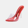 Red clear strap high heels stiletto mules fashionable sexy party summer women shoes - 36 / Red