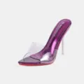 Transparent PVC strap metallic purple high heel mules for women sexy stiletto party dress shoes - Purple