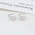 Natürliche Süßwasser Perle Ohrringe S925 Sterlingsilber minimalistisches elegantes Design - 8.5-9mm Silber Haken Natürliche Rosa Perle
