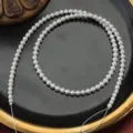 Perla d'acqua dolce naturale catena semi-finita 3.5-4mm perla tonda collana 40cm - Ciondolo Solo (Senza Catena) / 1 Pezzo/Confezione / Bianco Naturale