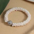 Natürliches Süßwasserperlen geflochtenes Armband mit funkelndem Magnetverschluss Luxus Schmuck - Armband / 17cm / Silberner Verschluss