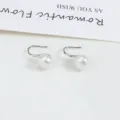 Natürliche Süßwasserperle Ohrringe S925 Sterlingsilber minimalistisches elegantes Hakendesign - 8.5-9mm Silber Haken Natürliche Weiße Perle