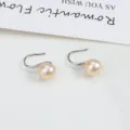 S925 Silber Süßwasser Perle Ohrringe Minimalistisch Elegantes Design Damenschmuck - 8.5-9mm Silber Haken Natürliche Orange Perle