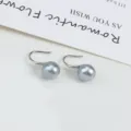 Natürliche Süßwasser Perle Ohrhaken S925 Sterling Silber minimalistischer klassischer Schmuck - 8.5-9mm Silber Haken Graue Perle
