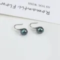 Elegante Sterlingsilber Süßwasserperle Haken Ohrringe mit dunklem Glanz für Damen Alltag - 8.5-9mm Silber Haken Pfauenperle