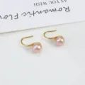 Elegante S925 Silber Rosa Süßwasserperle Ohrhänger, schicker einfacher Damenschmuck. - 7.5-8mm Gold Haken Natürliche Rosa Perle