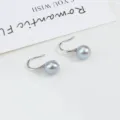 Elegante 925er Silber Süßwasserperlen Ohrringe, minimalistischer klassischer Schmuck. - 7.5-8mm Silber Haken Graue Perle