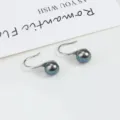 Elegante Silber dunkle Perle Ohrhaken minimalistischer Modeschmuck Accessoires modern - 7.5-8mm Silber Haken Pfauenperle