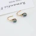 Natürliche Süßwasserperle Ohrhänger S925 Sterling Silber minimalistischer Schmuck. - 7.5-8mm Gold Haken Pfauenperle
