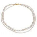 Collar de perlas de agua dulce de doble capa con cierre de lazo joyería elegante perlas. - Cadena Solo (Sin Colgante)