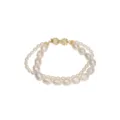 Pulsera Perlas de Agua Dulce Barrocas Doble Capa Cierre Lazo Oro Joya Elegante Variante - Pulsera Solo