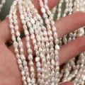 Natural freshwater pearls 4-4.5mm baroque white loose beads for DIY jewelry making main - One Strand About 36cm (Approx 60 Pcs) / Natural White