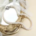 Natürliche Süßwasser Reißperlen mehrsträngige Halskette vintage handgemachter Schmuck - Halskette / 42 cm / Silber