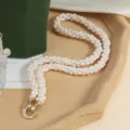 Mehrsträngige Süßwasserperlen Halskette mit Kristall Ringverschluss Vintage Modeschmuck - Halskette / 42 cm / Gold