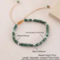 Braccialetto regolabile in perline piatte di pietra naturale verde con distanziatori in argento. - Pietra a Macchie Verdi (NAO09-4)