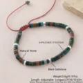 Bracciale da uomo in pietra naturale perline cilindriche cordino intrecciato regolabile variante - Turchese Africano (NAO10-1)