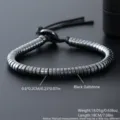 Black gallstone geometric spacer bracelet with adjustable rope for men retro jewelry. - 6*2mm Hematite Spacer Style (NAP07-1)