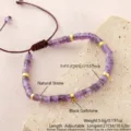 Bracciale Intrecciato Regolabile In Pietra Naturale Ametista Con Perle Geometriche - Ametista (NAO11-4)