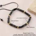 Elegante bracciale con perle cilindriche in pietra naturale turchese e cordino regolabile. - Turchese Imperiale (NAO10-10)