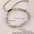 Bracciale con perle in pietra naturale e cordino nero regolabile in stile boho. - Pietra Flash (NAO10-4)