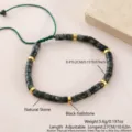 Braccialetto regolabile in perline di pietra naturale con distanziatori, corda verde - Malachite (NAO11-2)
