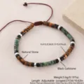 Bracciale regolabile fatto a mano in pietra naturale e perle di pietra nera elegante - Pino Africano Occhio di Tigre Giallo Pietra Nera (NAO08-5)