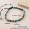 Braccialetto di perle in pietra naturale con distanziatori metallici cordino verde regolabile boho - Turchese Africano (NAO11-1)