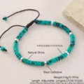 Bracciale regolabile in perline di turchese con pietra naturale e distanziatori metallici. - Turchese Sintetico (NAO10-3)