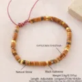 Bracciale bohémien in perle cilindriche di pietra naturale con cordino regolabile e distanziatori. - Diaspro Paesaggio (NAO09-9)