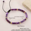 Bracciale intrecciato regolabile in pietra naturale viola e perle dorate da donna, elegante gioiello 4mm. - Turchese Sintetico Viola (NAO10-2)