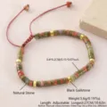 Bracciale intrecciato regolabile con perline di pietra naturale da donna stile boho chic - Unakite (NAO11-5)