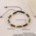 Bracciale di perle regolabile da uomo con turchese africano, occhio di tigre e distanziatori. - Pino Africano Occhio di Tigre Vetro Nero (NAO08-4)