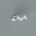 Detail view of S925 sterling silver labret stud with marquise cubic zirconia leaves - Marquise Zirconia Inlaid Style (EH1773) / 1PC / White Gold