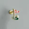 Orecchino a perno bandiera golf retro piatto argento sterling 925 smalto colorato perla. - Stile Buca da Golf / Argento 925 / Oro