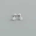Vista dettagliata di orecchini lobo in argento S925 zircone con chiusura a vite. - 4mm / Oro bianco