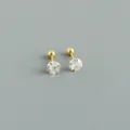 Orecchini minimalisti in argento 925 con zircone e chiusura a vite per uso quotidiano. - 5mm / Oro