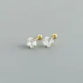 Orecchini a perno in argento sterling 925 con zircone cubico rotondo elegante chic - 7mm / Oro