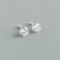 Orecchini a lobo in argento S925 con zircone brillante e chiusura di sicurezza a sfera filettata. - 8mm / Oro bianco