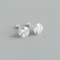 Eleganti orecchini a lobo in argento 925 con zircone rotondo e pratica chiusura a vite. - 9mm / Oro bianco
