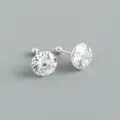 Orecchini a lobo in argento S925 con zircone cubico rotondo e chiusura a vite sicura ed elegante. - 10mm / Oro bianco