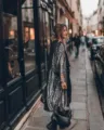Women fashionable sequin kimono cardigan for party and street style, elegant outerwear. - S/M / Tops / Black Silver