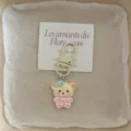 Cute cartoon pajama bear keychain pendant with backing card, perfect girlish bag accessory. - Beige Bear