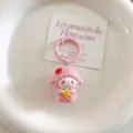 Cute 3D pink lamb keychain pendant sweet cartoon bag charm backpack accessory cute gift - Pink Lamb With Red Flower